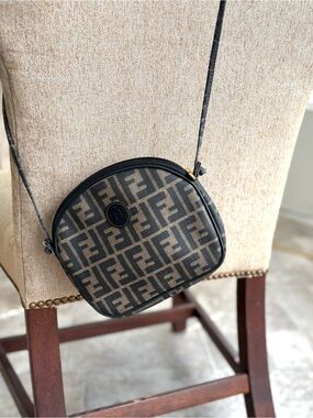 Fendi Tan and Black Monogram Crossbody Bag